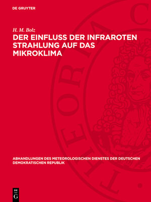 cover image of Der Einfluß der infraroten Strahlung auf das Mikroklima